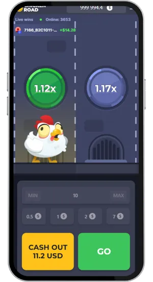 Active gameplay showing rising multipliers and cash out button with current win amount